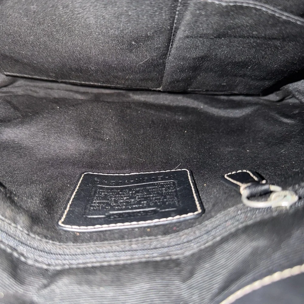 Coach Signature Black Leather Fabric Shoulder Hobo Bag #10242